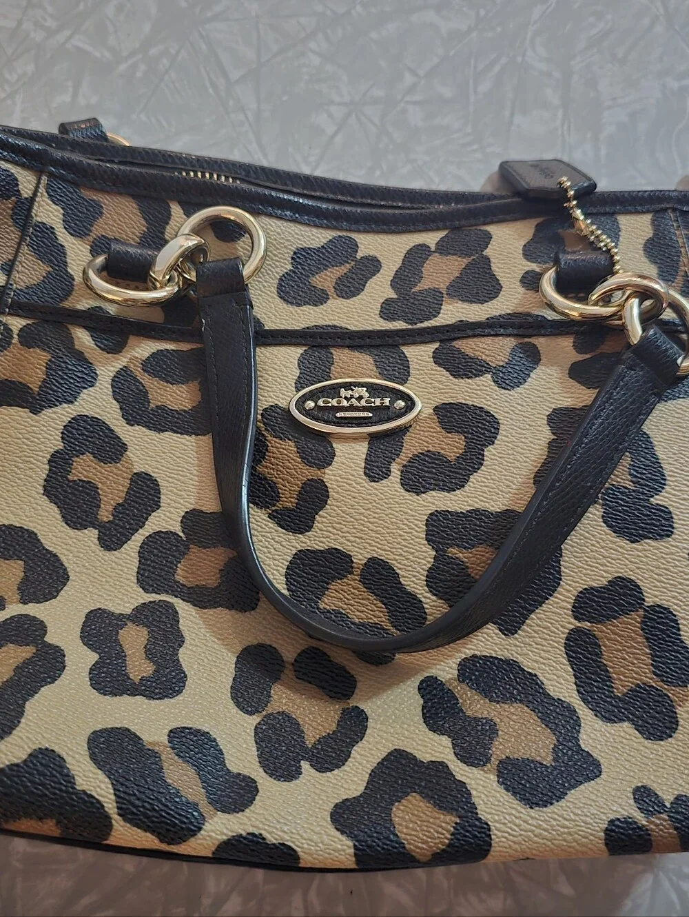 Coach x Baseman Wild Beast Ocelot Black & Tan Leather Prairie Satchel/Tote!